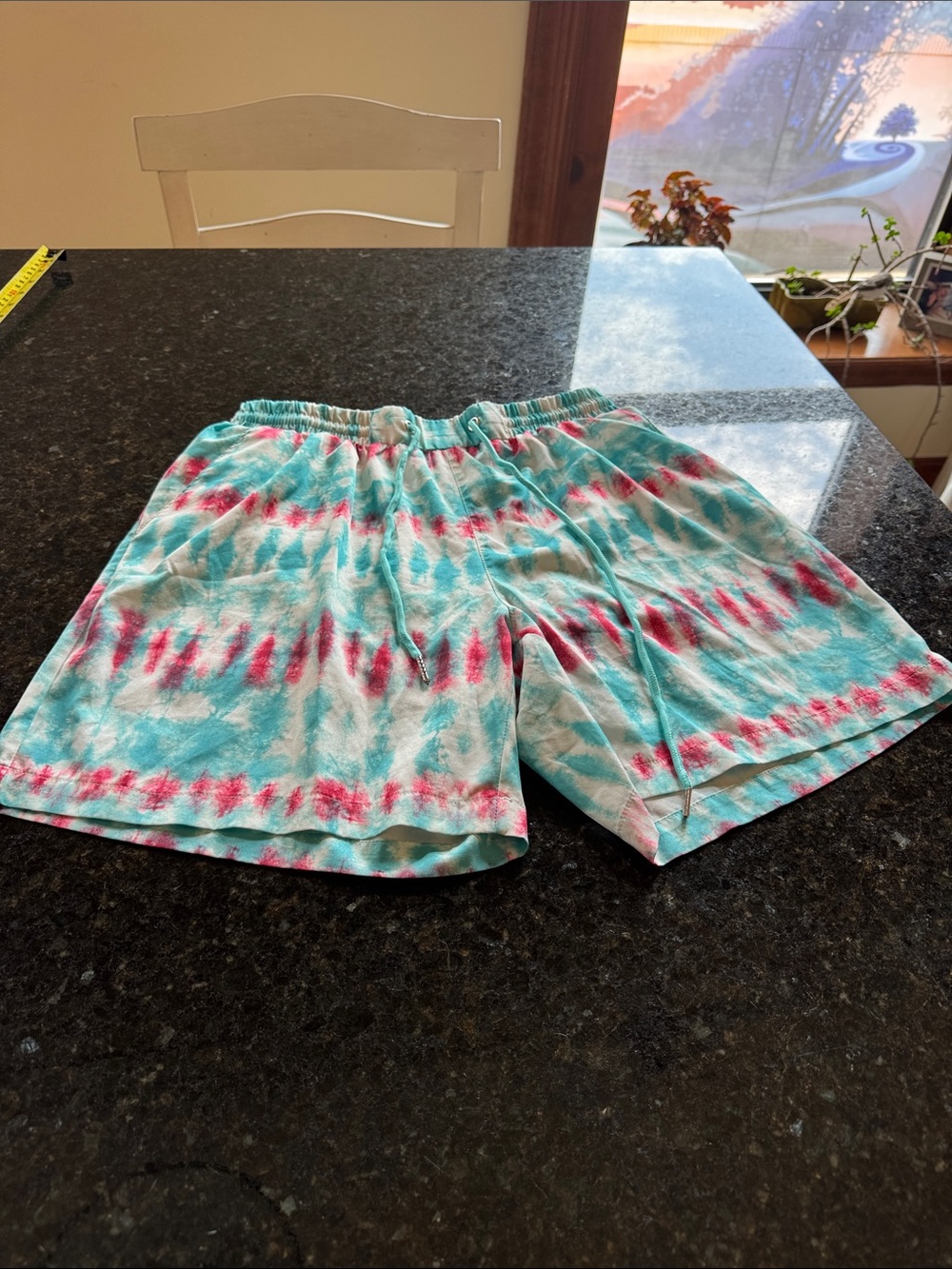 Cove - Turquoise & Pink/Red - Men's Tie-Dye Swim Trunks